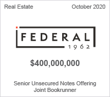 Federal - $400 million Senior Unsecured Notes Offering - Joint Bookrunner